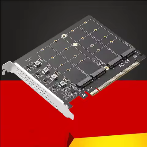 PCIE 4.0 NVME Adapter PCI Express x16 to 4 Port M.2 M-Key NVME SSD Expansion Card Riser Full Speed 2
