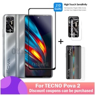 For Tecno Pova 2 tempered glass 6.9 inches full coverage 21D quality tempered film mobile phone screen protector + lens film or back film