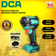 SYK DCA ADPL208 Cordless Brushless Impact Driver Machine Battery Power Tools Mesin Impact Drill Bate