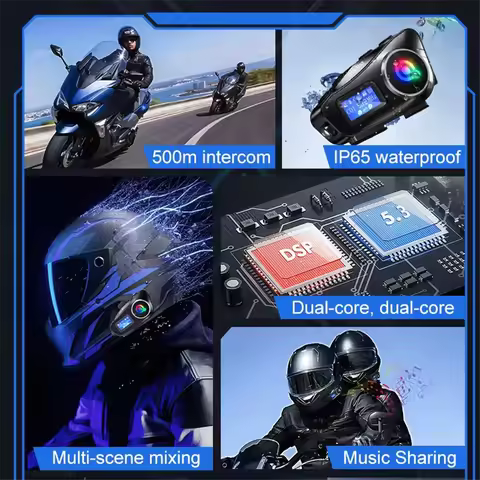 A14M Q58 Max Motorcycle Helmet Bluetooth Intercom IP65 Waterproof Intercom Distance 500 Meters Multi