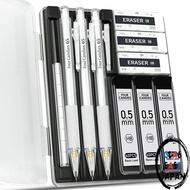 Four Candies Mechanical Pencil Set with Case - Clear Pencil - 0.5mm & 0.7mm Options - Includes 3 Pen