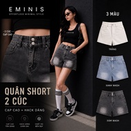 [Eminis] Women's High Waist 2 Button Jean Shorts | Women's Hacked Jeans | Basic Y2K