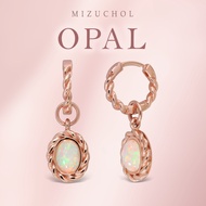 Mizuchol ต่างหูเงินแท้ชุบ Rose Gold ประดับพลอยโอปอล Pink Tiara Earrings - Opal
