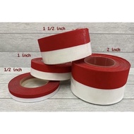 (Roll 20 Yards) Red Tape White - 1/2 INCH / 0.5IN / 2.5CM 11/2IN 4CM I LOVE Indonesian Decoration / 