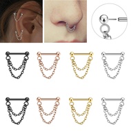 1PC 16G Septum Rings Piercing Stainless Steel Nose Piercing Plug-in Ear Chain 8mm/10mm Helix Cartila
