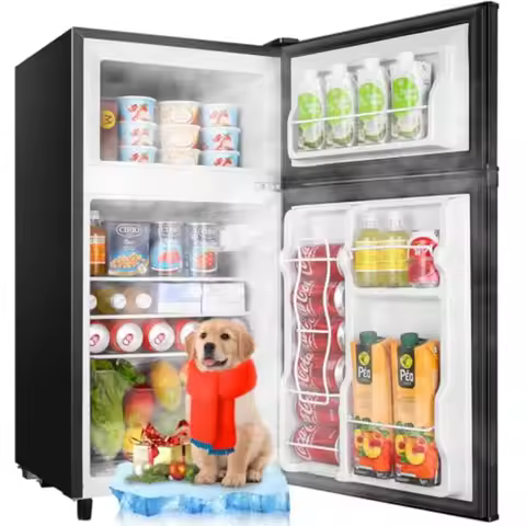 3.5 Cu.Ft Mini Fridge with Freezer Freestanding Refrigerator with Adjustable Thermostat Removable Sh