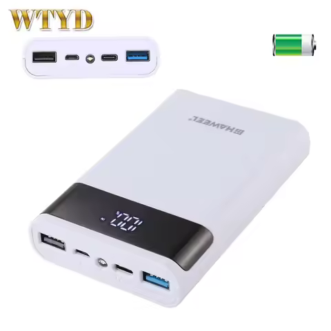 HAWEEL Power Bank Shell Box DIY 4x 18650 Battery (Not Included) 12000mAh Dual-way QC Charger with 2x