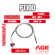 PT100 probe 4x30mm สายยาว 100cm 3สาย -50 ถึง 400องศาเซลเซียส0.1% WZP-035 Platinum Resistance Tempera