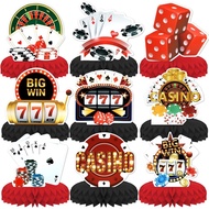 Casino Theme Party Decorations 9 PCS Casino Centerpieces for Tables Honeycomb Centerpieces 3D Casino