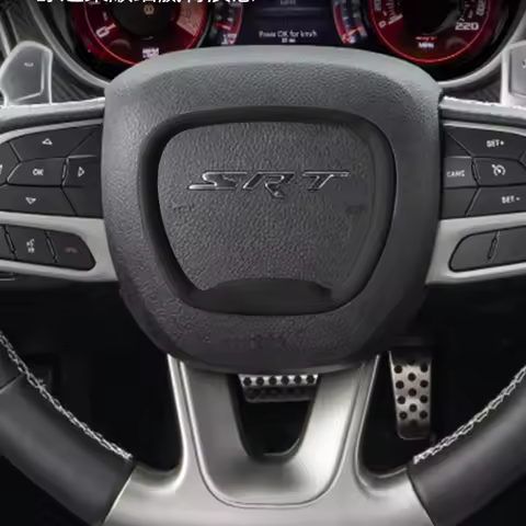 Suede Leather Steering Wheel Horn Trim for Dodge Durango SRT 2014-2021 , Charger SRT 2015-2019, Chal