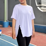 JHOB SPORT Oversized Short Sleeve Sports Top for Women's Yoga Running Front Slit T-Shirt Sport Top W