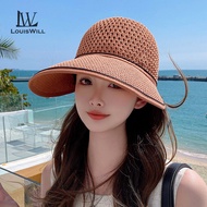 LouisWill Women Sun Cap Womens Beach Hat Sun Visor Hat Casual Knitted Sun Hats Portable Beach Cap La