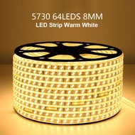 ไฟเส้น Led 3-100เมตรพร้อมปลั๊ก5730ไฟเส้น Led 64ดวงกันน้ำยืดหยุ่นได้คุณภาพสูงสำหรับตกแต่งบ้านยาว220โว