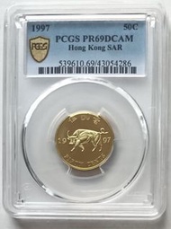 PCGS評級，PR69DCAM，香港1997年5毫精鑄硬幣（金牛）一枚
