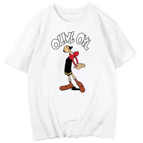 Matching Family T Shirts Disney Popeye Olive Oyl Print Cute Parent Child Couple Tees for Daily Wear