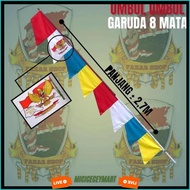 MERAH Red, White, and Colorful Pennant Flags 2.7 Meters