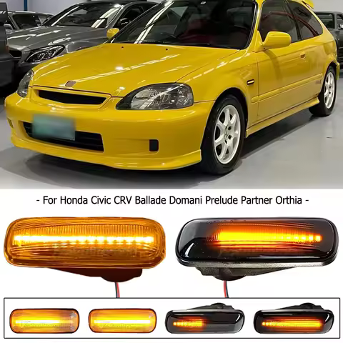 2Pcs Dynamic LED Side Marker Lights Turn Signal Indicator For Honda Civic EK 2/3/4dr Ballade CRV Pre