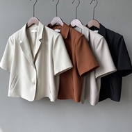 SHUFU2604 Ready Stock blazer for women plus size office formal fashion short sleeve cardigan crop top korean style plain