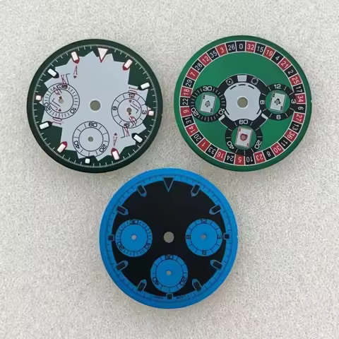 29.5mm Matte Green Poker Play Watch Dial Suitable for VK63 Quartz Movement Mod Dial Accessories Dial