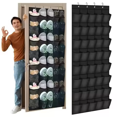 40/24/14 Grid Wall-Mounted Shoe Organiser Fabric Closet Bag Storage Rack Mesh Pocket Clear Hanging O