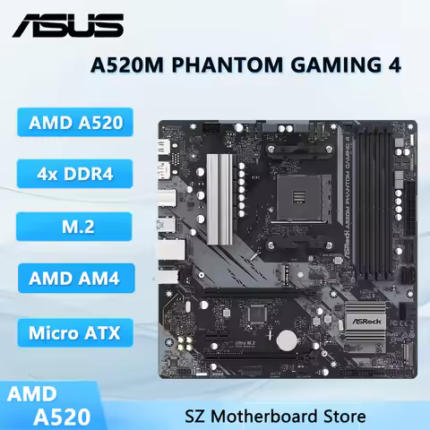 ASrock A520 Motherboard A520M PHANTOM GAMING 4 Motherboard AM4 DDR4 128GB support 5900 4700 4300 320