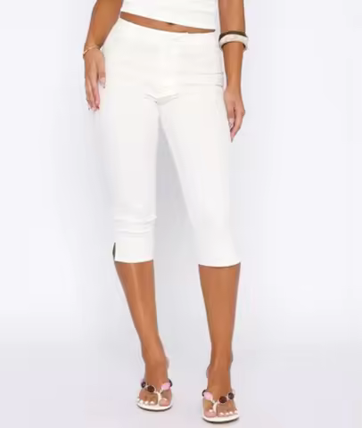 Women Casual Capri Pants, Low Waist Zebra Stripes/Solid Color 3/4 Leggings for Daily Wear Fitness Wo