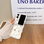 Cute Casing for OPPO Find N3 Flip N2 Flip Graffiti Design Wavy Edge Cat N3Flip N2Flip Necklace Phone