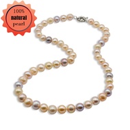 Womens Pearl Necklace Colorful Natural Pearl Necklace Round AAA Quality Freshwater Pearl Wedding Nec