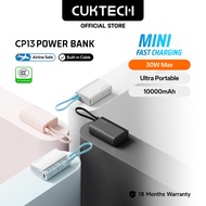 【3C  Certification】CUKTECH 10000mAh Mini Powerbank 30W Max Fast Charging Built in Cable Power Bank