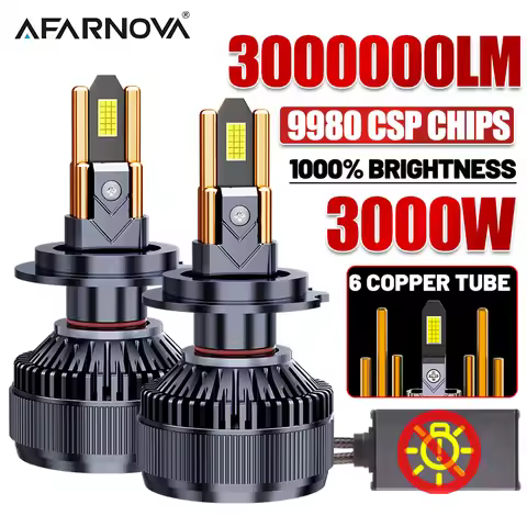 3000W H4 H7 Led Car Headlights Bulb Canbus 6 Copper Tube 6000K Led H1 H8 H9 H11 HB3 9005 HB4 9006 12