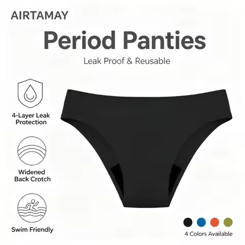 Women Reusable Period Swimsuit Bottoms Seamless Leakproof Menstrual Swim Panties 4 Layer Absorbent N