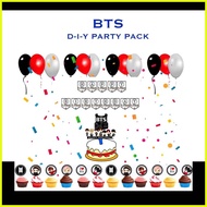 ● ✧ ❐ BTS Theme Party Set Banner Cake Topper Cupcake Toppers Balloons