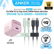 [Củ+CápBio-based] Combo sạc nhanh Anker các loại [Củ 30W- 33W- 67W- 45W]+ Cáp CtoC 240W Nylon bọc dù