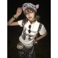 y2k y2k t-Shirt y2k Top Asian Culture Women's Clothing y2k Short-Sleeved Clothes Handsome Dopamine V