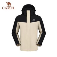 【駱駝追風者2.0】Camel衝鋒衣防水防風三合一秋冬外套女-燕麥灰/幻影黑（平行進口）