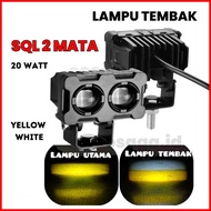 Lampu Tembak Laser LED / Foglamp LED D3 SQL 2 mata (Putih Kuning Hi/Lo) 12v 20watt - High Power , Su