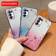 For OPPO Reno 5 Phone Case Glitter Bling Flower butterfly Soft Protective Back Cover For Reno 5 5G Case Girls