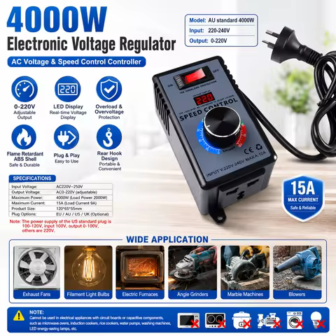 Angle Grinder Speed Controller, Electronic Voltage Regulator, Speed Controller, Switch, Stepless