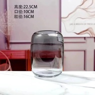 🚓Simple Big Belly Glass Vase Smoky Gray Living Room Floor Flower Bottle Table DecorationinsDecorative Flower Vase Wholes