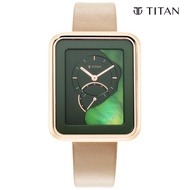 Titan Wander Green MOP Analog Leather Strap watch for Women