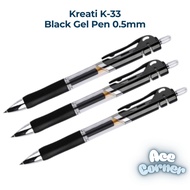 KREATI (K-33) 0.5mm Black Ink Gel Bullet Pen Push On Design | Tekan Gel Pen 0.5mm Kualiti baik - 3 p