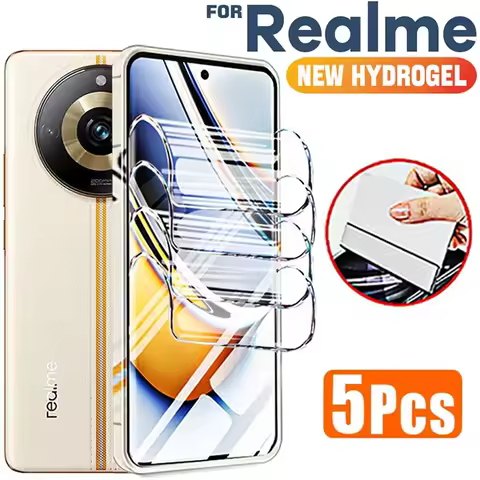 5PCS Hydrogel Film For Realme 11 Pro Plus 12 10 9 8 GT Neo 5SE 5 Q3 Pro 5 3T 3 GT 2 Screen Protector