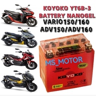BATTERY KOYOKO VARIO ADV 150 160 BATERI NANOGEL YT6B-BS VARIO150 VARIO160 ADV150 ADV160 YT6B YTZ7S