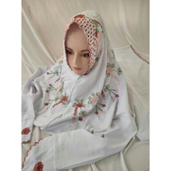 MUKENA ANAK TERUSAN PUTIH POLINO BORDIR SANTRI USIA KELAS 5 SD - SMP