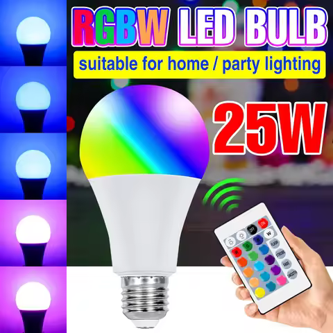 25W E27/E26 LED RGB Light Bulb AC220V IR Remote Control Dimmable Smart Lamp 16 Color Changing Bulbs 