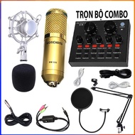 Combo Sound Card V8 dây live stream giá đỡ màn lọc âm và mic thu âm WOAICHANG BM900