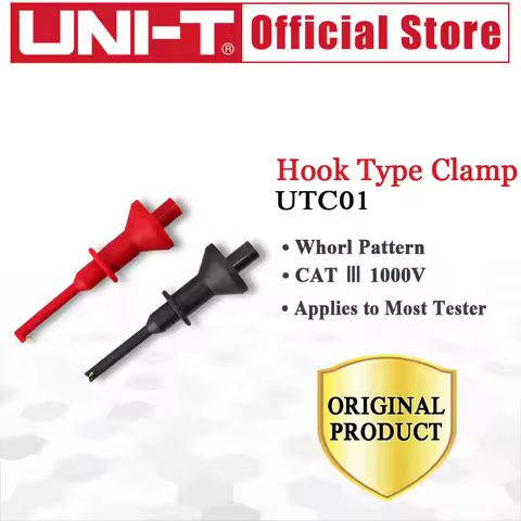 UNI-T UT-C01 Hook Type Test Clamp Whorl Pattem Safety Handle alligator clip