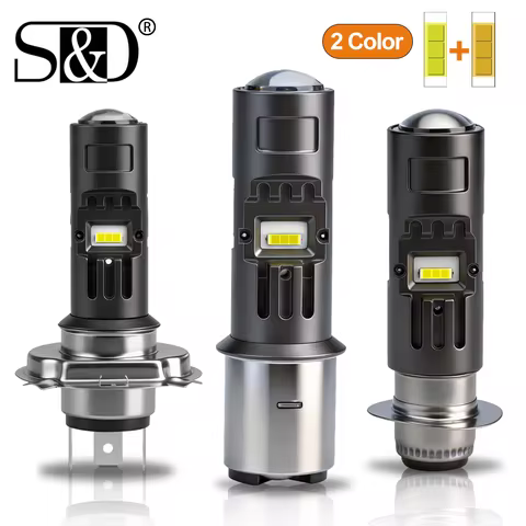 S&D 20000LM H4 BA20D P15D LED Motorcycle Headlight Bulb Fisheye Lens CSP Motor LED Motorbike Lamp Wh