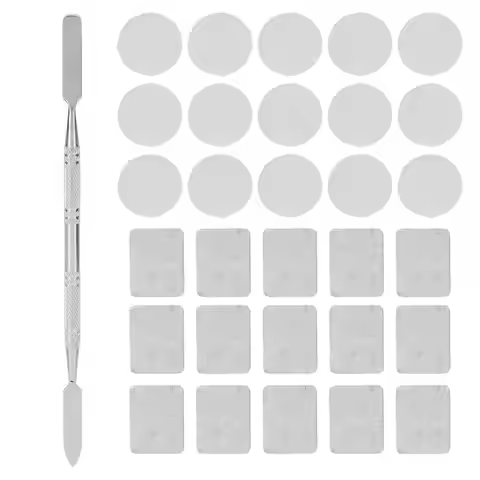 30Pcs Metal Stickers for Eyeshadow Palettes Round/ Iron Sheet with Spatula for Magnetic Makeup Cosme