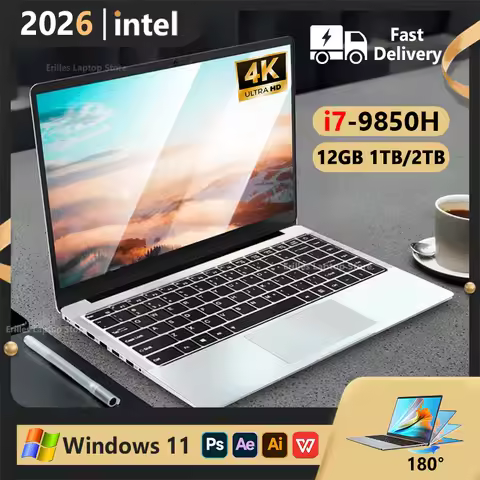 2026 Portable Laptop Windows 11 Intel Core i7 9850H Laptops PC 12GB RAM 1TB 2TB SSD Ultra slim Noteb